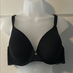 Black Molded Cup Bra with Lace Trim